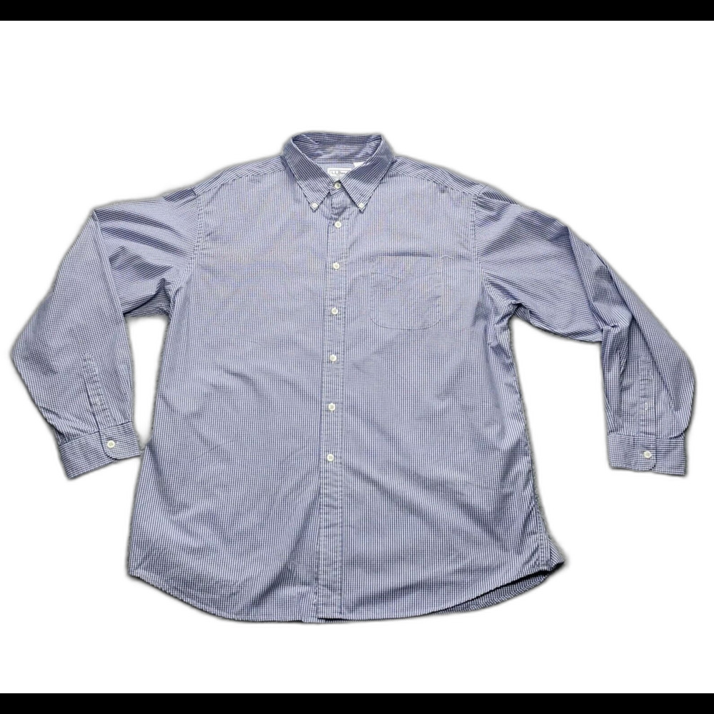 LL Bean Blue And White Gingham Men’s XL  Long Sleeve Button Down